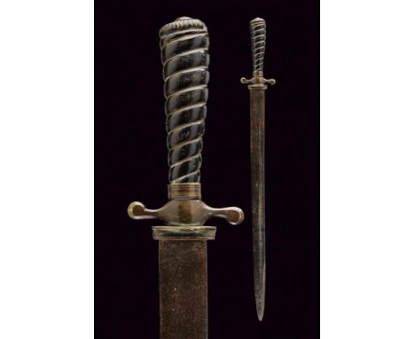 dating: Late 19th Century provenance: Europe, Straight, single-and-false-edged blade. Brass hilt with small quillon and count