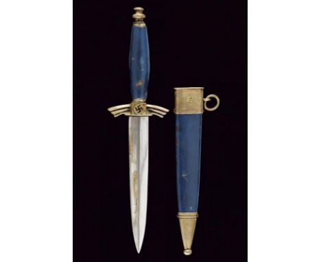 dating: About 1940 provenance: Germany, Blade with Eickhorn mark. Metal hilt with leather-covered grip, painted in blue. Comp