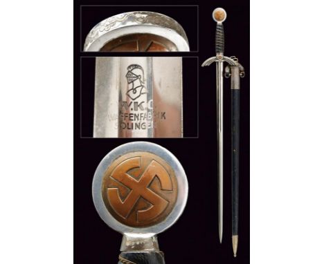 dating: 1933-45 provenance: Germany, Straight, double-edged blade with central groove, marked at the base 'WKC WAFFENFABRIK S
