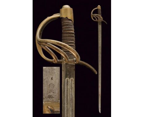 dating: 1857 provenance: Naples, Long, straight, single-and-false-edged blade with double groove, the tang with mark of the R