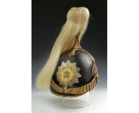 dating: about 1870 provenance: Papal States, Pius IX Pontificate (1846-1878). Black leather skull, brass mounts, silvered rad