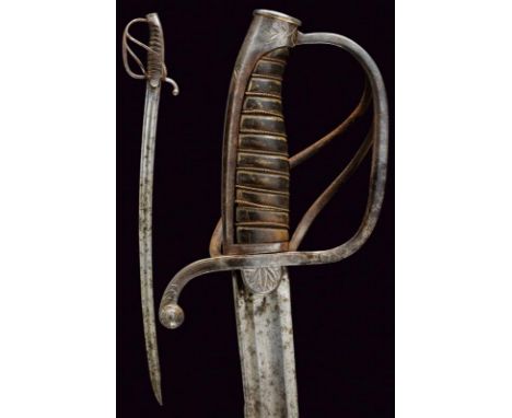 dating: Mid 19th Century provenance: Naples, Curved, single-edged blade with hollow tip and double groove. Iron hilt with thr