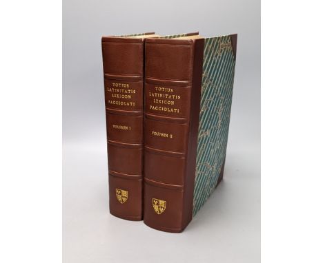 °  Forcellini, Egidio - Totins Latinitatis Lexicon ... (new edition), 2 vols., (edited by) Jacobus Bailey. engraved portrait 