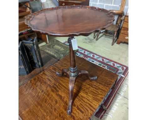 A George III and later mahogany Tripod Wine Table. Diameter - 49cm, Height - 67cm.