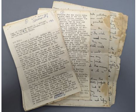 Prime Minister Henry Herbert Asquith - hand written account July Crisis 1914  Part of manuscript draft of Memories and Reflec