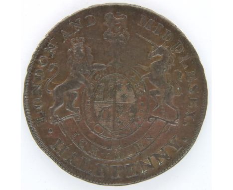 Early milled Prince of Wales Middlesex and London Token. P&amp;P Group 1 (£14+VAT for the first lot and £1+VAT for subsequent