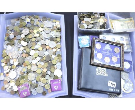 Part filled album of World coins, with mixed UK commemoratives and a large quantity of World coins. P&amp;P Group 3 (£25+VAT 