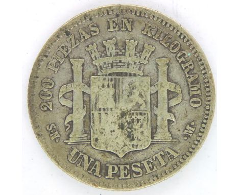 1870 Spanish silver peseta, Madrid Mint. P&amp;P Group 1 (£14+VAT for the first lot and £1+VAT for subsequent lots) 