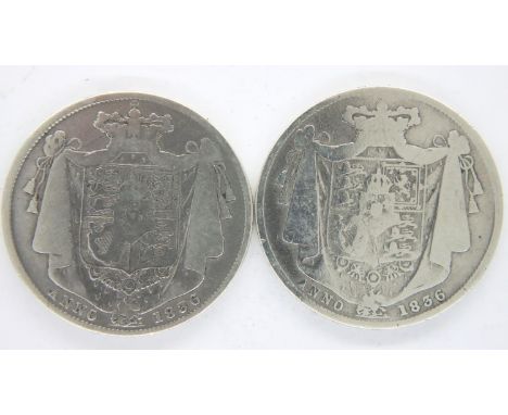 Two 1836 half crowns of William IV. P&amp;P Group 1 (£14+VAT for the first lot and £1+VAT for subsequent lots) 