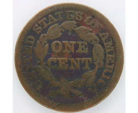 1847 American one cent, early colonization issue. P&amp;P Group 1 (£14+VAT for the first lot and £1+VAT for subsequent lots) 
