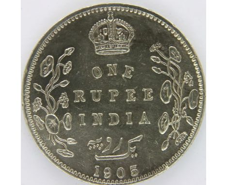 1905 Indian silver rupee of Edward VII. P&amp;P Group 1 (£14+VAT for the first lot and £1+VAT for subsequent lots) 