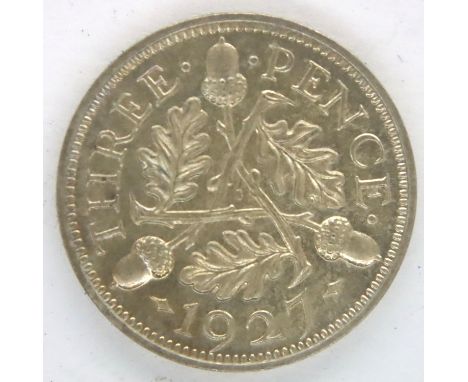1927 silver proof threepence of George V. P&amp;P Group 1 (£14+VAT for the first lot and £1+VAT for subsequent lots) 