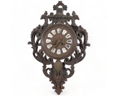 Antique gryphon clock, with enamel numerals, H48cm 