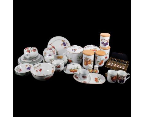 Royal Worcester Evesham pattern storage jars, dinner and teaware, and matching boxed cutlery 
