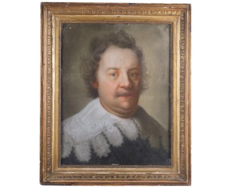 Coloured print of a gentleman, in ornate embossed gilt frame, 63cm x 52cm 