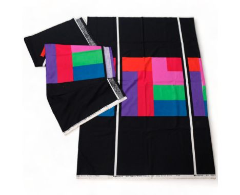 BARBARA BRENNER for Tempella, Finland, a pair of Enza abstract design cotton panels, makers name on selvedge, 210 x 145cm and