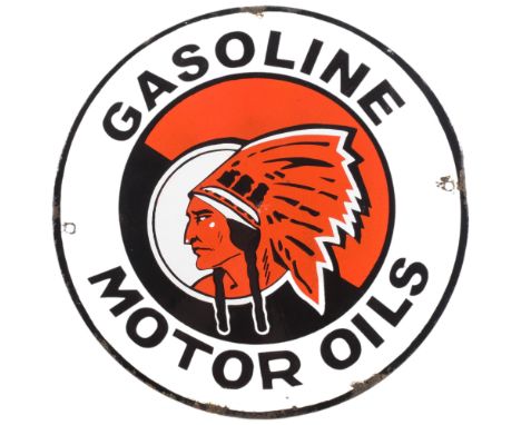 An enamel Gasoline Motor Oils sign, 32cm 