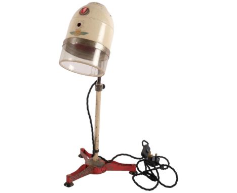 Vintage French toy hair dryer converted to a table lamp, H51cm 