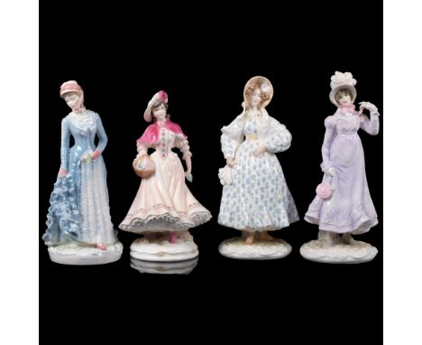 3 Royal Worcester "Walking Out Dresses of the 19th Century" figures, and Noelle 