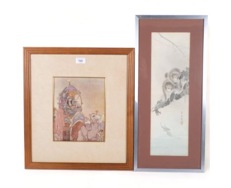 Edmund Dulac, a framed print of the illustration by Dulac of "The Queen of Sheba, 1911", framed, 47.5cm x 43cm, and a framed 