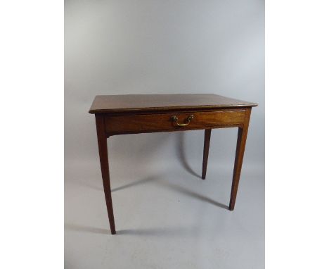 A 19th Century Mahogany Fold Over Gate Leg Tea Table with Inlaid String Banding and with Single Centre Drawer to Flame Mahoga