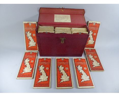 An Edwardian Boxed Collection of all 23 Bartholomew's Quarter Inch Automobile Maps Of Britain. in Original Transportation Cas