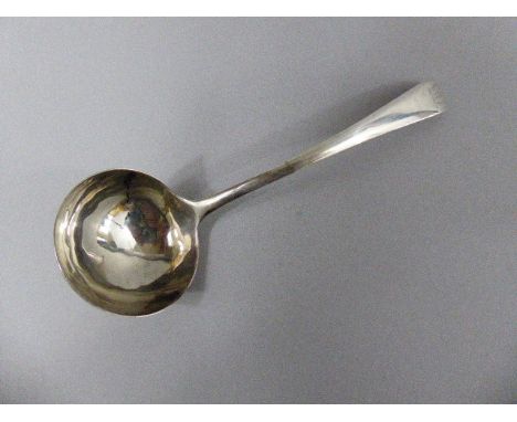 An Early Georgian Silver Ladle. Armorial Crest to Handle. 17.5cm Long