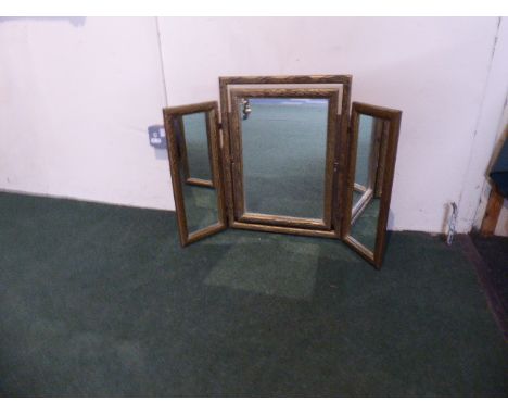 A Vintage Gilt Framed Triple Dressing Table Mirror, 57cms High 