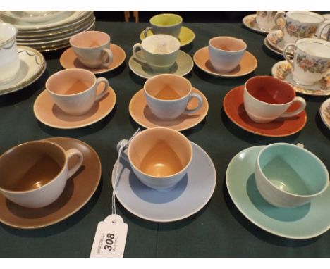 A Set of Ten Poole Coffee Cans and Saucers 