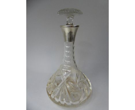 A Silver Topped Cut Glass Decanter, Birmingham 1974