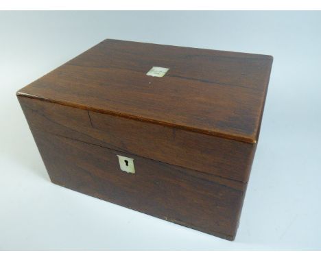 A Mid 19th Century Rosewood Ladies Work Box with Mother of Pearl Escutcheon Engraved ,'Emily Spirett 1865' Fitted Interior wi