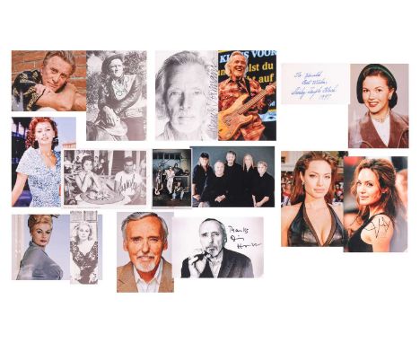 A mixed collection of autographs, from celebrities and notable persons, variously signed, comprising: Angelina Jolie (b.1975)