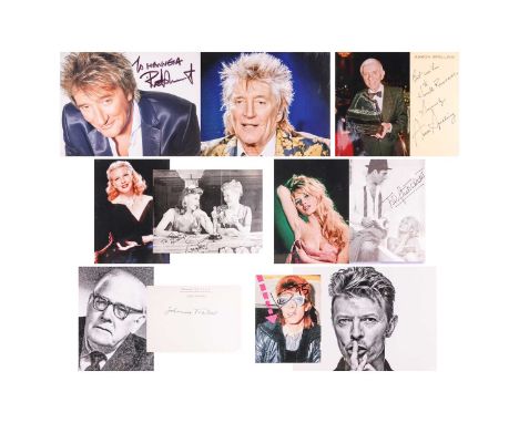 A mixed collection of autographs from celebrities and notable persons, variously signed, comprising: Aaron Spelling (1926-200