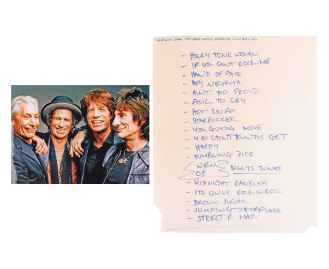Mick Jagger / The Rolling Stones: an original set list, written in Jagger's hand, for a concert on the 1976 European Tour, da