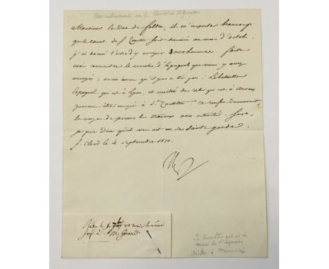 An original hand written letter, signed by Napoleon 1 (1769-1821), Emperor of the French. Letter signed ‘Nap’ to General Clar