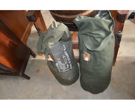 Two army kit bags and contents.