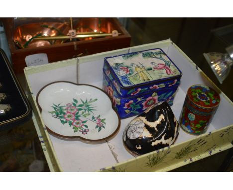 Chinese enamel boxes etc.