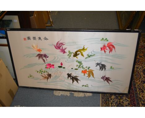 A quantity of oriental paintings, prints and embroideries.