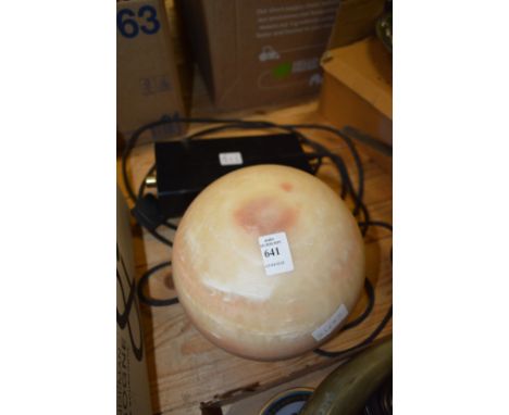 An unusual heavy globular shaped alabaster lamp.