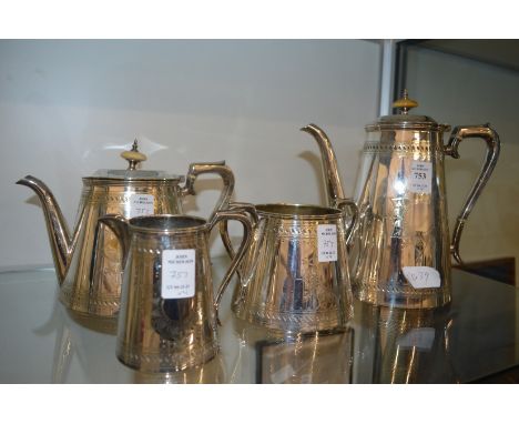 A plated four piece tea and coffee service.