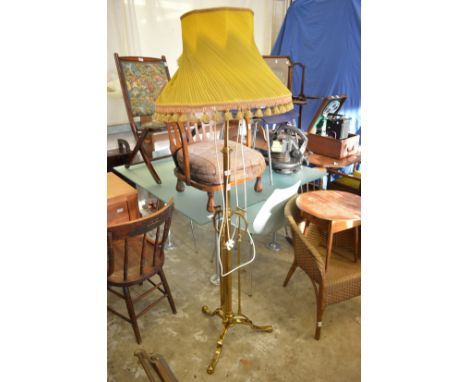 A good brass telescopic floor standing lamp and a brass spark guard.