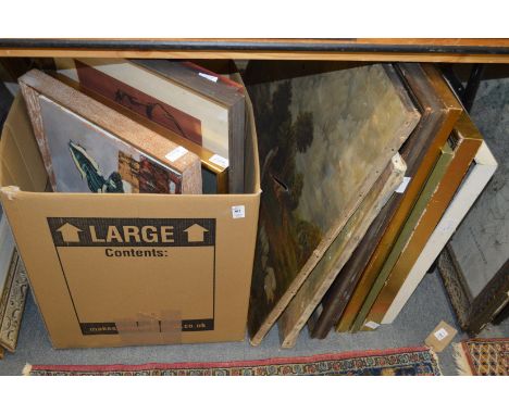 A quantity of paintings and prints.