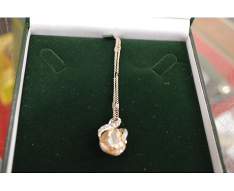 A decorative pendant and chain.