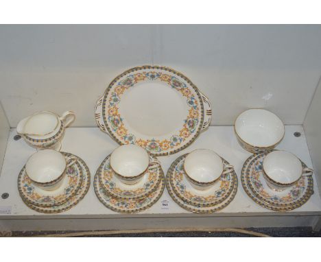 An Aynsley floral decorated four place tea service.