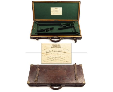 WESTLEY RICHARDS &amp; CO. LTD. -&nbsp;A BRASS-CORNERED OAK AND LEATHER DOUBLE GUNCASE,&nbsp;fitted for 28in. barrels, (could