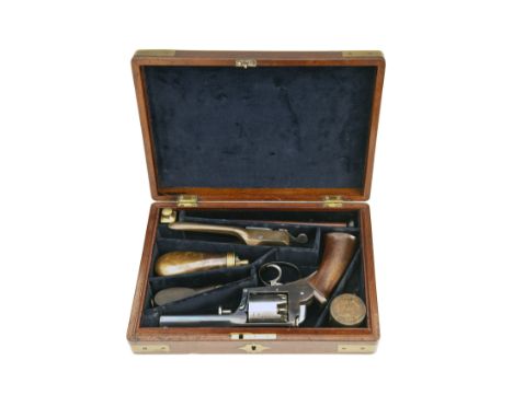 AN INTERESTING CASED 54-BORE PERCUSSION REVOLVER, UNSIGNED, MODEL 'ADAMS' TYPE', serial no. 1227,possibly cut-down from a Mod