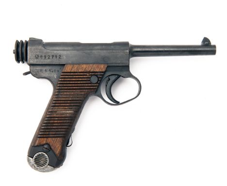 NAMBU, JAPAN AN 8mm (NAMBU) SEMI-AUTOMATIC SERVICE-PISTOL, MODEL 'TYPE 14', serial no. 92792, circa 1937, with round 4 1/2in.