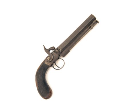 A 38-BORE PERCUSSION SIDE-HAMMER OVER-COAT PISTOL, UNSIGNED, no visible serial number,circa 1840, with octagonal 5in. barrel,
