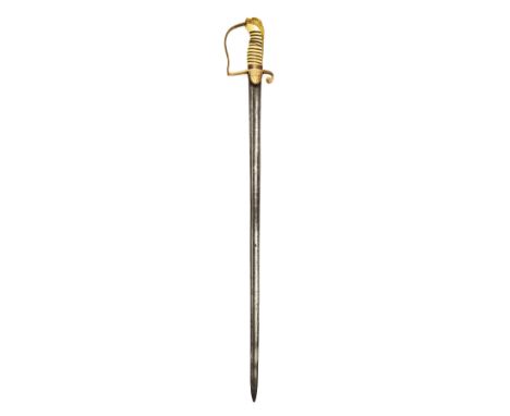 A BRITISH GEORGIAN NAVAL OFFICER'S SWORD WITH IVORY GRIP,circa 1788, with straight broad fullered 28 1/2in. blade engraved wi