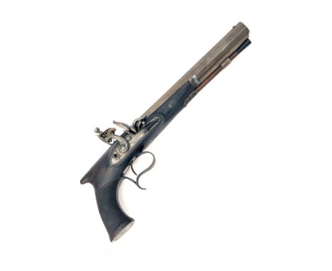 WILLIAM HOLE, BRISTOLA 46-BORE FLINTLOCK SAW-HANDLED DUELLING-PISTOL, no visible serial number,circa 1810, with octagonal 9 1